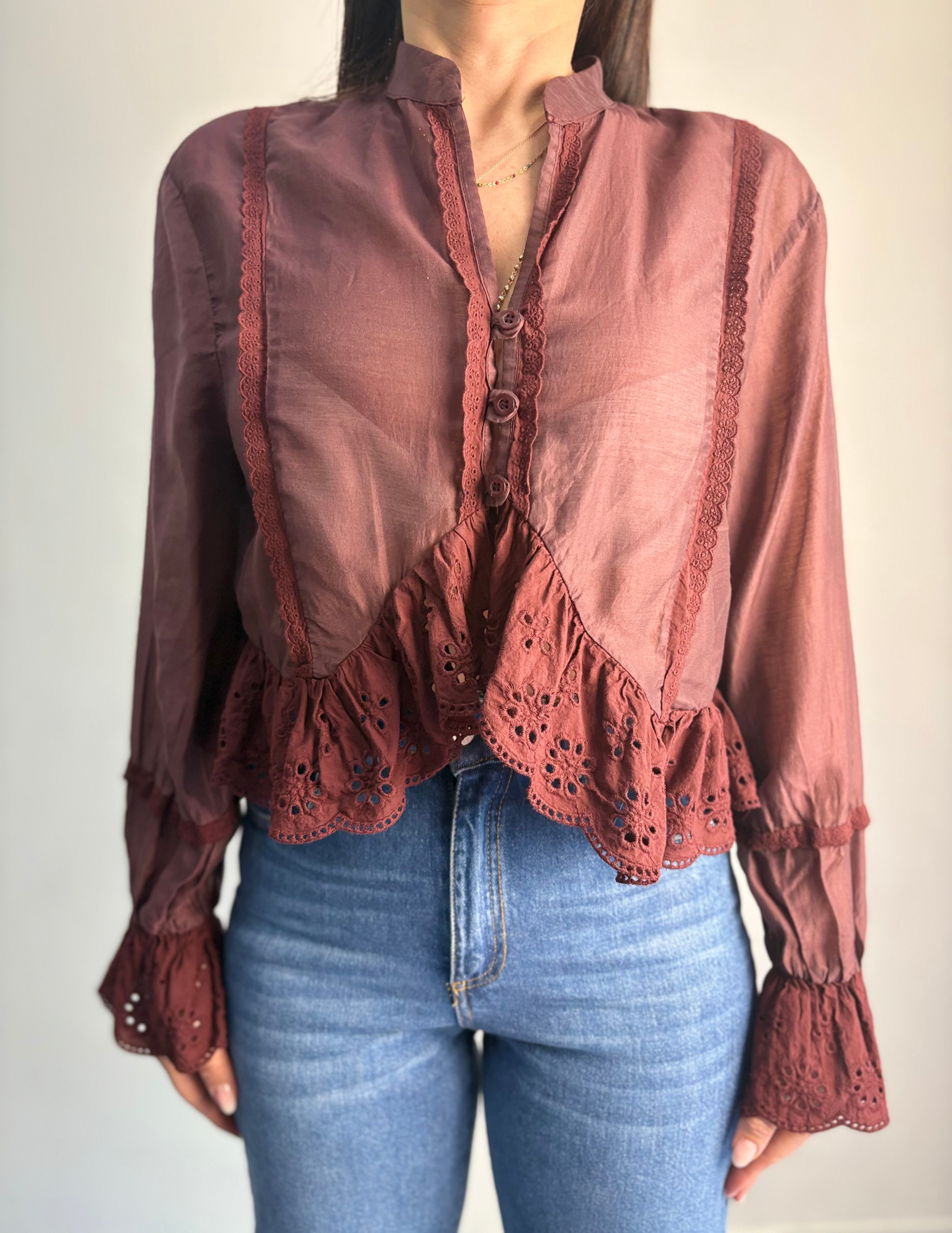 Camicia con dettagli sangallo