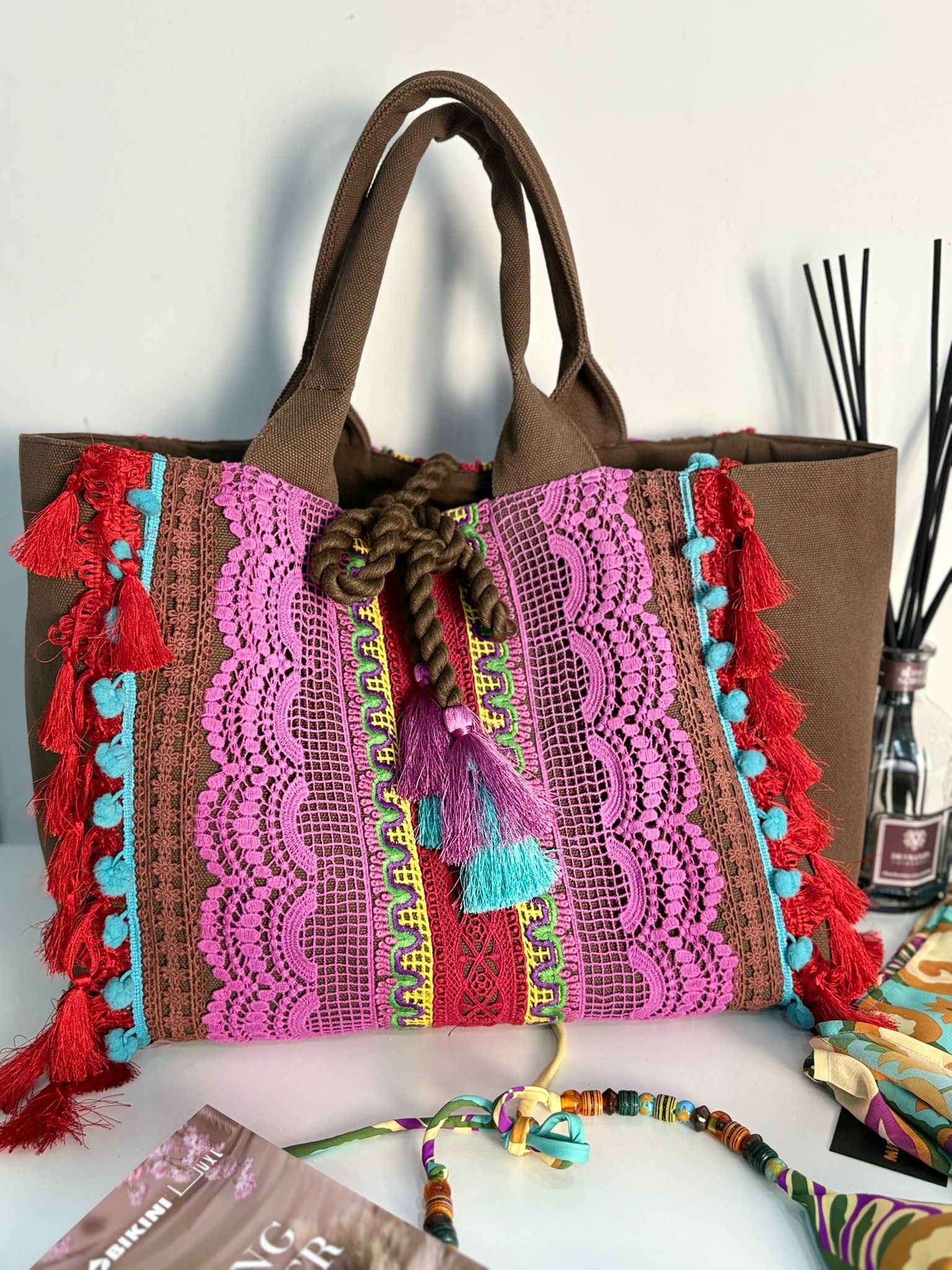 Borsa mare passamaneria e nappe