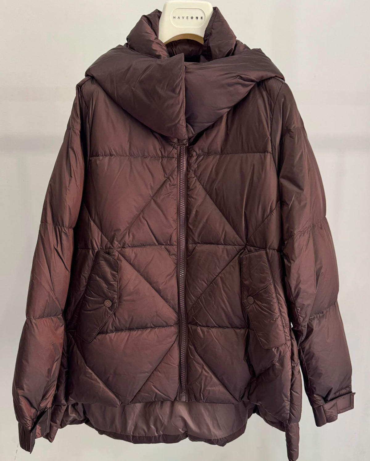 Piumino maxi con cappuccio moro Haveone