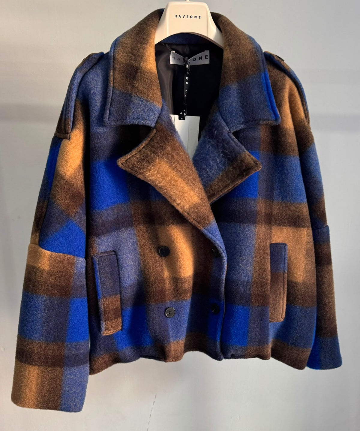 Giacca quadro bluette Haveone