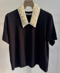 Shirt in cotone con colletto in perle Maryley