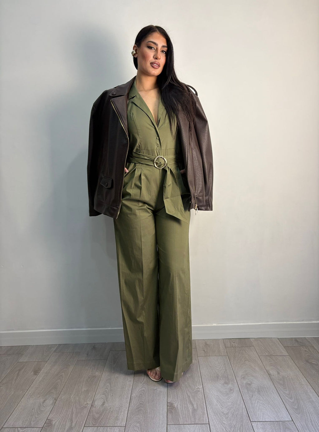 Jumpsuit in popeline con fusciacca