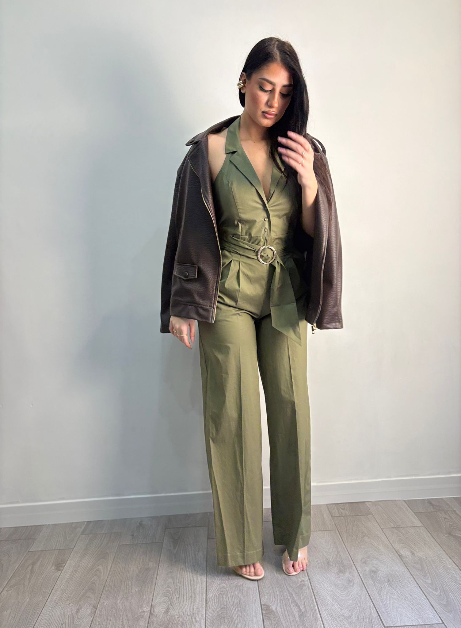 Jumpsuit in popeline con fusciacca